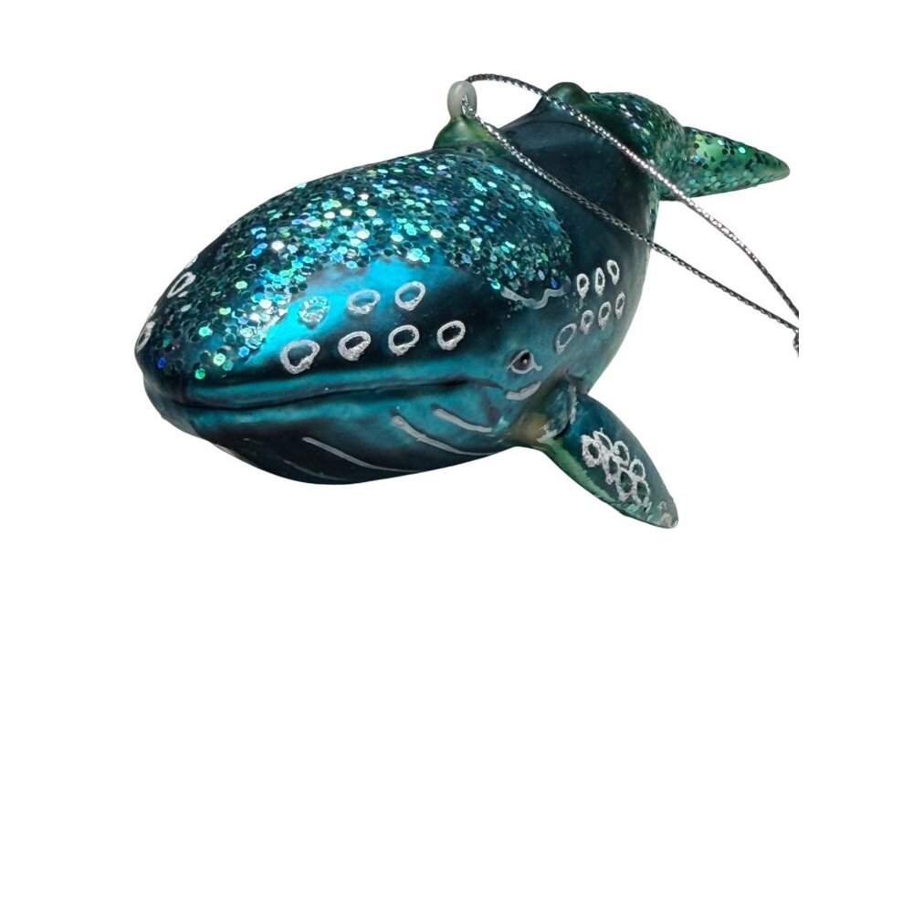 Hand-Painted Glitter Whale Ornament Ocean-Inspired Pier one Hanging Decor